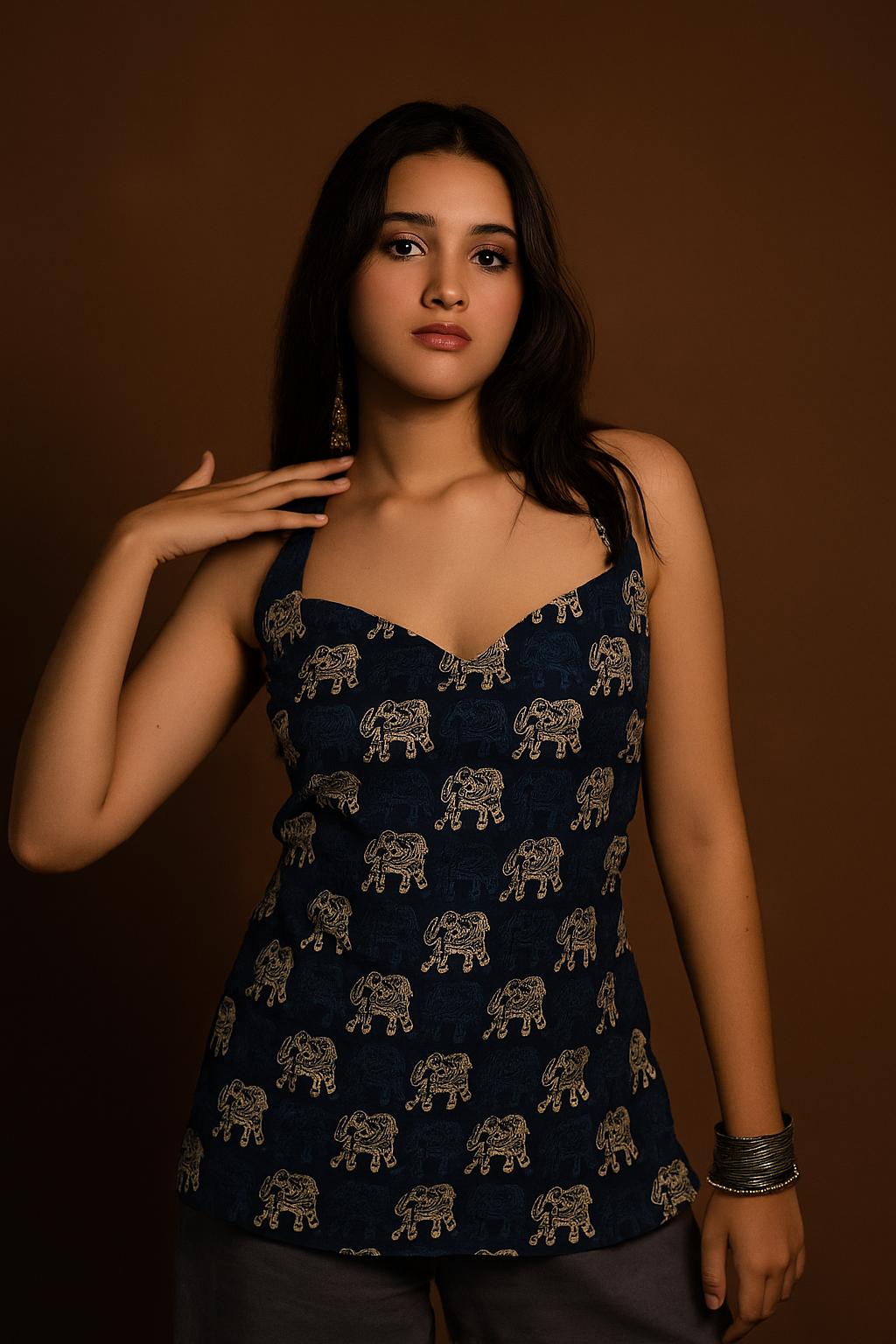Sanjh elephant print top