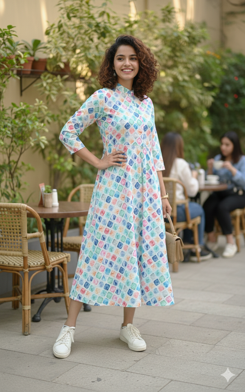 Diamond White A-Line Long Dress