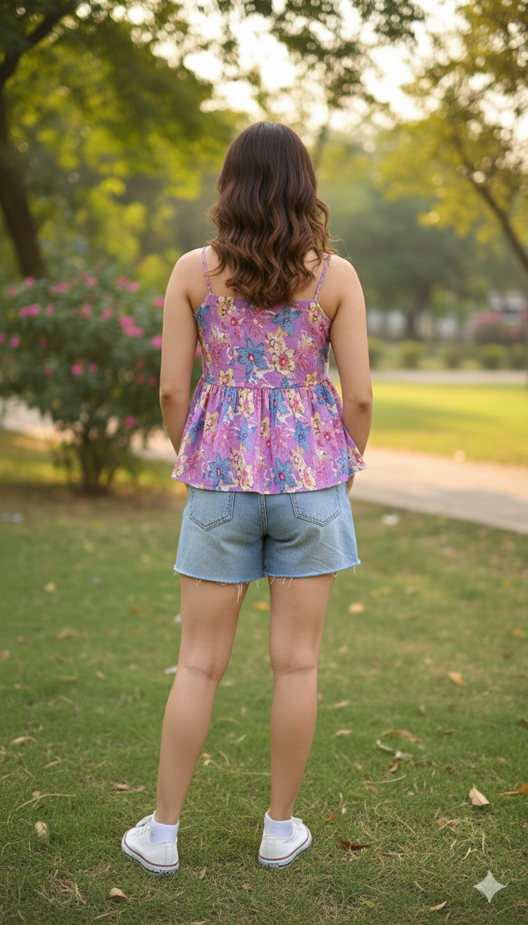 Violetta Lilac printed short top