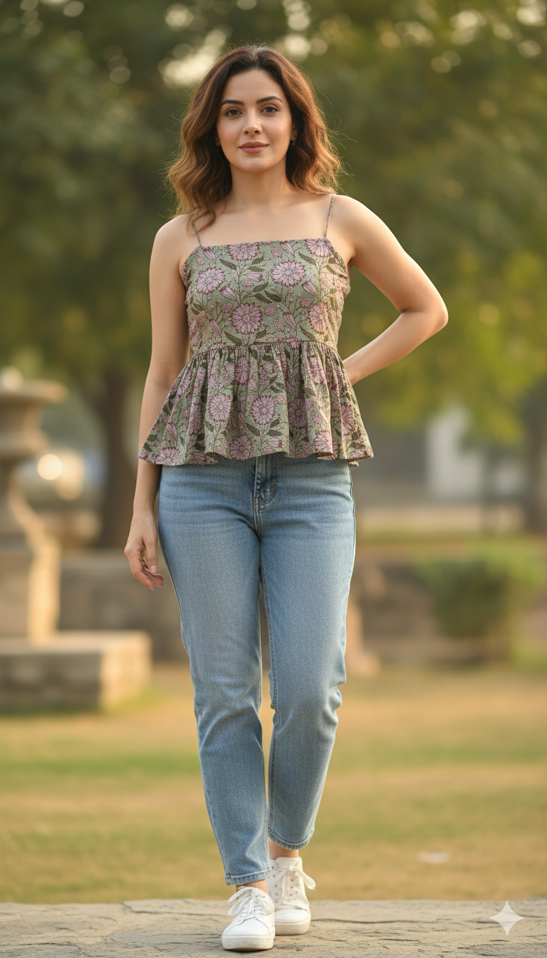 Sienna Green printed short top
