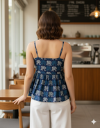 Blueberry Indigo Adjustable-Strap Peplum Top