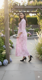 Violetta Lilac printed A Line Long Dress