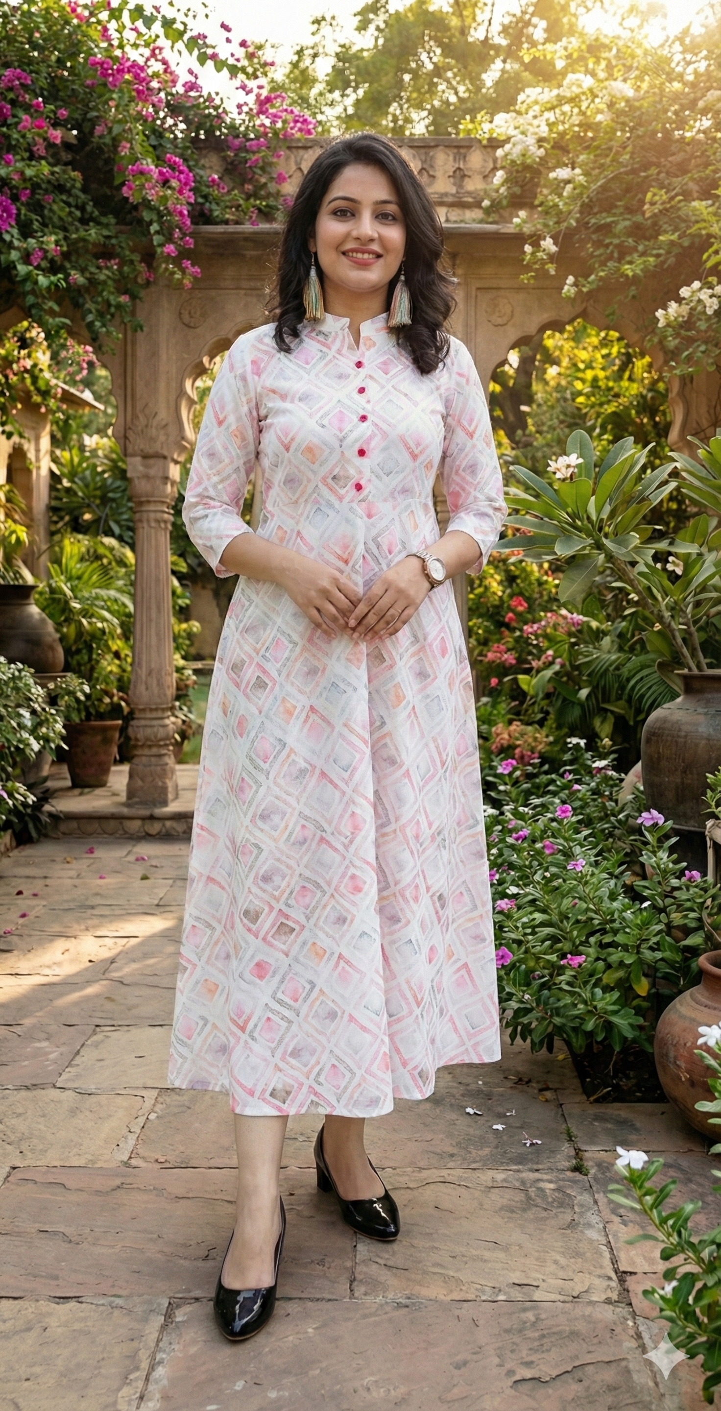 Angelina White A-Line Long Dress