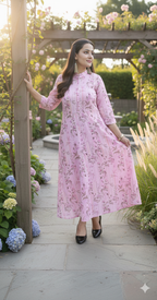 Violetta Lilac printed A Line Long Dress