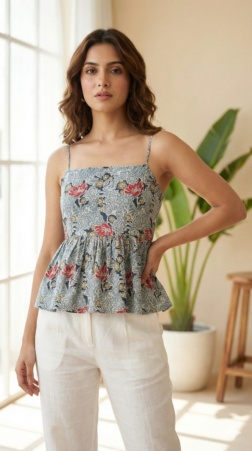 Ariel grey printed short top