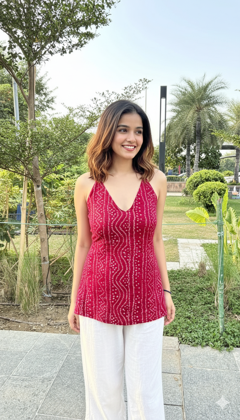 Alicia Red halter neck Top