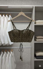 Moon Light Black crepe Saree With Brocade Blouse