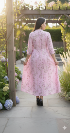 Violetta Lilac printed A Line Long Dress