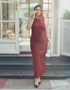 Tamara Wine bow maxi dress