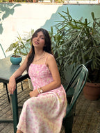 Serene Pink Floral Tiered Dress