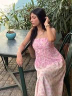 Serene Pink Floral Tiered Dress