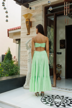 Dionne Green flared cotton long dress